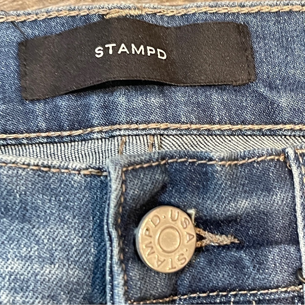 Stampd Jeans Womens Size 28 Pacific Blue Busted Knee Distressed $300 Retail NEW - Picture 5 of 15